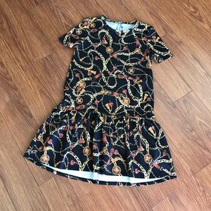 ZARA Chain Print Short Sleeve Dress Size Small